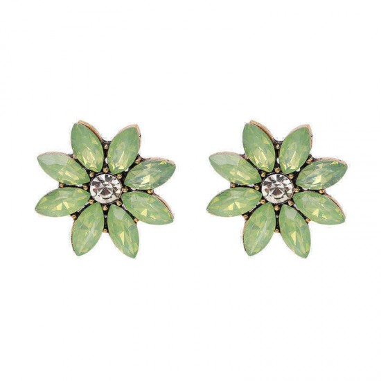 Elegant Rhinestones Colorful Flower Crystal Stud Earrings Gift for Women