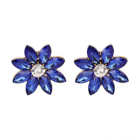 Elegant Rhinestones Colorful Flower Crystal Stud Earrings Gift for Women