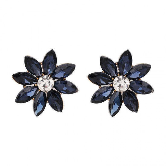 Elegant Rhinestones Colorful Flower Crystal Stud Earrings Gift for Women