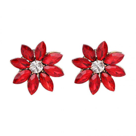 Elegant Rhinestones Colorful Flower Crystal Stud Earrings Gift for Women