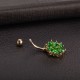 Elegant Rhonestone Belly Ring Flower Belly Navel Bar Piercing Ring for Women