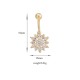 Elegant Rhonestone Belly Ring Flower Belly Navel Bar Piercing Ring for Women