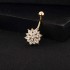 Elegant Rhonestone Belly Ring Flower Belly Navel Bar Piercing Ring for Women