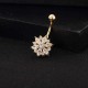 Elegant Rhonestone Belly Ring Flower Belly Navel Bar Piercing Ring for Women