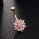 Elegant Rhonestone Belly Ring Flower Belly Navel Bar Piercing Ring for Women