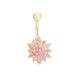 Elegant Rhonestone Belly Ring Flower Belly Navel Bar Piercing Ring for Women