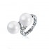 Elegant Ring Platinum Plated Two Pearl Full Zircon Irregular Women Ring