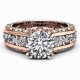 Elegant Rose Gold Pattern Hollow Copper Zircon Ring Valentine's Day Gift for Women