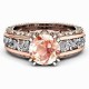 Elegant Rose Gold Pattern Hollow Copper Zircon Ring Valentine's Day Gift for Women