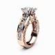 Elegant Rose Gold Pattern Hollow Copper Zircon Ring Valentine's Day Gift for Women