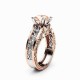 Elegant Rose Gold Pattern Hollow Copper Zircon Ring Valentine's Day Gift for Women