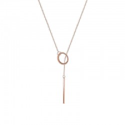 Elegant Rose Gold Plated Unique Bar and Circle Pendant Long Necklace Jewelry for Women