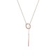 Elegant Rose Gold Plated Unique Bar and Circle Pendant Long Necklace Jewelry for Women