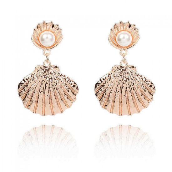 Elegant Shell Pearl Ear Drop Zinc Alloy Trendy Style Earring For Women