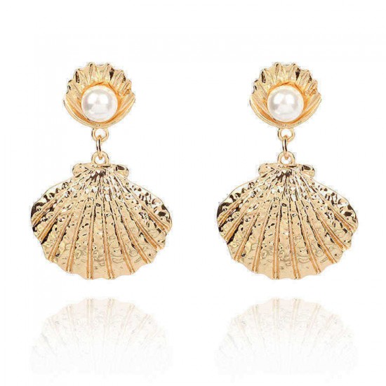 Elegant Shell Pearl Ear Drop Zinc Alloy Trendy Style Earring For Women