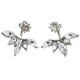 Elegant Silver Gold Plated Zircon Leaf Ear Stud Earrings For Women