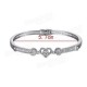 Elegant Silver Rhinestone Crystal Heart Shaped Bracelet Bangle For Women