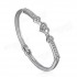 Elegant Silver Rhinestone Crystal Heart Shaped Bracelet Bangle For Women