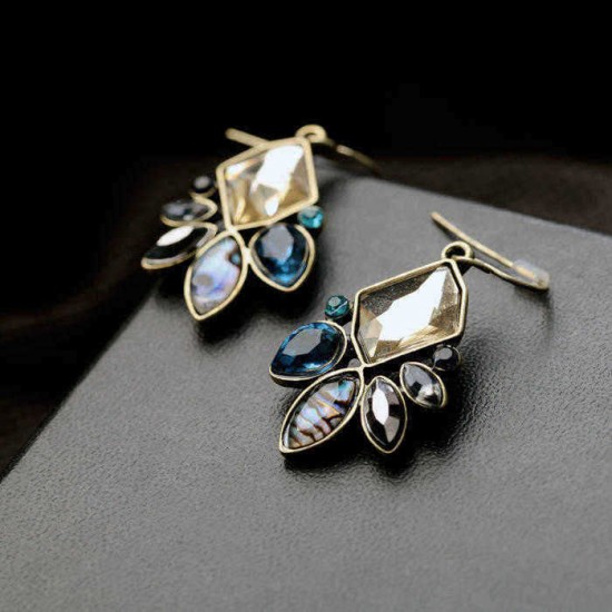 Elegant Style Crystal Ear Drop Colorful Gem Earring Jewelry For Women