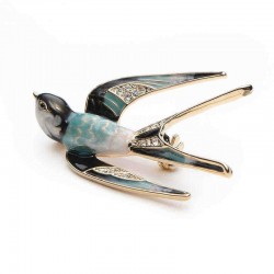 Elegant Swallow Bird Brooch Pins Colorful Enamel Rhinestone Ethnic Brooches Costume Jewelry