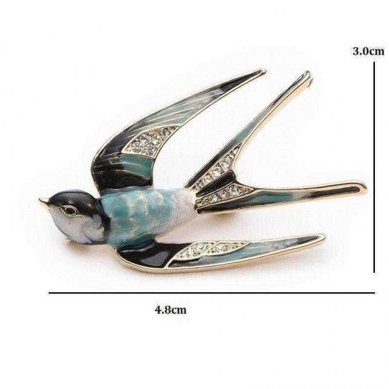 Elegant Swallow Bird Brooch Pins Colorful Enamel Rhinestone Ethnic Brooches Costume Jewelry