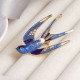 Elegant Swallow Bird Brooch Pins Colorful Enamel Rhinestone Ethnic Brooches Costume Jewelry