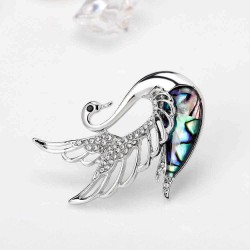 Elegant Swan Brooch Silver Hollow Wing Rhinestone Brooch Sweet Jewelry Colthing Accessorie for Wome,