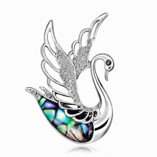 Elegant Swan Brooch Silver Hollow Wing Rhinestone Brooch Sweet Jewelry Colthing Accessorie for Wome,