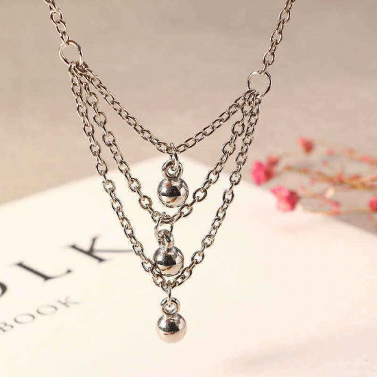 Elegant Three Layer Bell Pendant Platinum Plated Foot Chain Best Friend Anklet