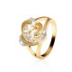 Elegant Trinity Shining Zircon Gold Plated Copper Women Finger Ring Fine Jewelry