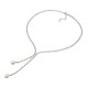 Elegant Women Jewelry Double Drop Pearl Pendant Shiny Rhinestone Silver Plated Necklace Best Gift