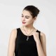 Elegant Women Jewelry Double Drop Pearl Pendant Shiny Rhinestone Silver Plated Necklace Best Gift