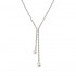 Elegant Women Jewelry Double Drop Pearl Pendant Shiny Rhinestone Silver Plated Necklace Best Gift