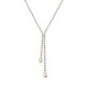 Elegant Women Jewelry Double Drop Pearl Pendant Shiny Rhinestone Silver Plated Necklace Best Gift