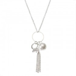 Elegant Women Necklace Silver Plated Artificial Pearl Tassel Pendant Long Necklace Gift for Girl