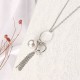 Elegant Women Necklace Silver Plated Artificial Pearl Tassel Pendant Long Necklace Gift for Girl