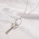 Elegant Women Necklace Silver Plated Artificial Pearl Tassel Pendant Long Necklace Gift for Girl