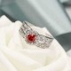 Elegant Women Ring Luxury White Gold Plated Sapphire Ruby Anallergic Wedding Bridal Ring Best Gift