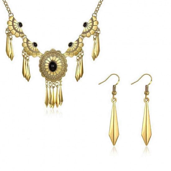 Elegant Women Statement Flower Jewelry Set Trendy Turquoise Party Jewelry for Female