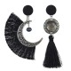 Ethnic Asymmetric Tassel Earring Bohemian Crystal Moon Drop Earrings Dangle Earrings for Women