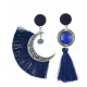 Ethnic Asymmetric Tassel Earring Bohemian Crystal Moon Drop Earrings Dangle Earrings for Women