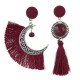 Ethnic Asymmetric Tassel Earring Bohemian Crystal Moon Drop Earrings Dangle Earrings for Women