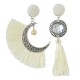 Ethnic Asymmetric Tassel Earring Bohemian Crystal Moon Drop Earrings Dangle Earrings for Women