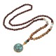 Ethnic Blue Beads Necklace Long-Style Retro Pendant Necklace For Women Men