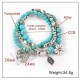 Ethnic Blue Turquoise Beaded Bracelet Hollow Tree Leaves Flower Plant Charm Multilayer Jewelry