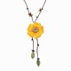 Ethnic Body Jewelry Leather Flower Tassel Long Necklace Waist Chain Belt for Women