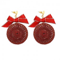 Ethnic Bowknot Round Plate Charm Dangle Earrings Braided Vintage Piercing Stud Earring for Women