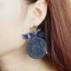 Ethnic Bowknot Round Plate Charm Dangle Earrings Braided Vintage Piercing Stud Earring for Women