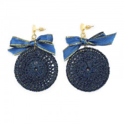 Ethnic Bowknot Round Plate Charm Dangle Earrings Braided Vintage Piercing Stud Earring for Women