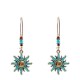 Ethnic Bronze Sun Ear Drop Earrings Retro Style Pendant Earring for Women